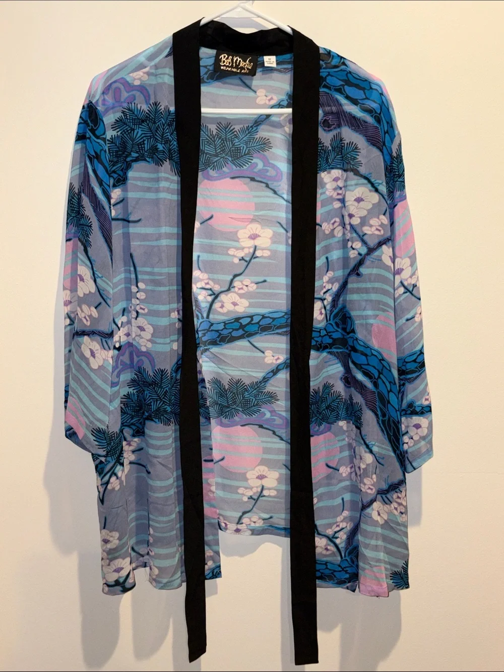 Bob Mackie Wearable Art sheer Kimono and Draped Tank Top Set